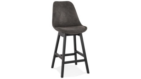 Tabouret snack Mi-hauteur microfibre gris pied noir - Ken