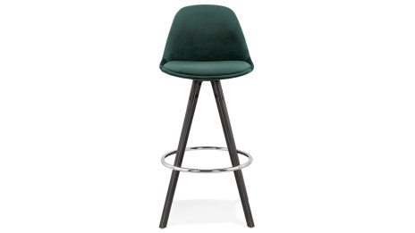 Tabouret snack Mi-hauteur velours vert pieds noir - Gabin
