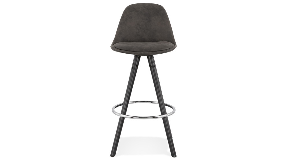 Tabouret snack Mi-hauteur microfibre gris pieds noir - Emil