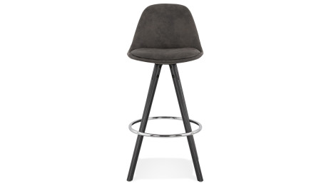 Tabouret snack Mi-hauteur microfibre gris pieds noir - Emil