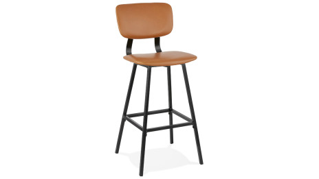 Tabouret de bar vintage brun pied noir - Louis