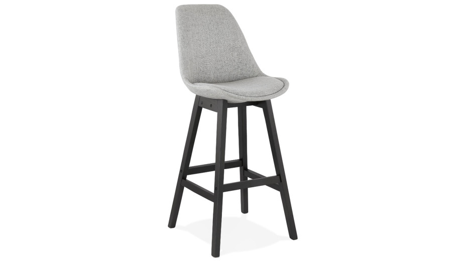 Tabouret de bar scandinave tissu gris pieds noir - MUM