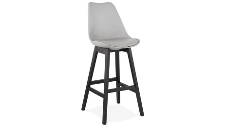 Tabouret de bar gris pied bois noir - Rima