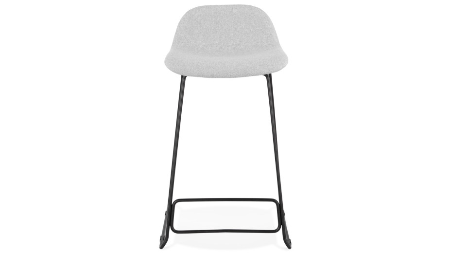 Tabouret snack Mi-hauteur tissu gris clair pied métal noir - Aldrin