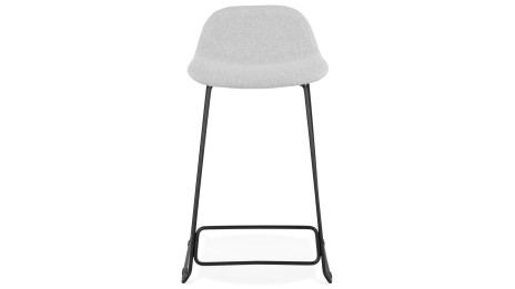 Tabouret snack Mi-hauteur tissu gris clair pied métal noir - Aldrin