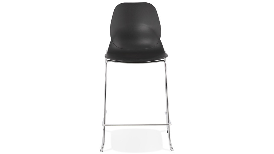 Tabouret snack Mi-hauteur empilable noir pieds chromé - Tomy