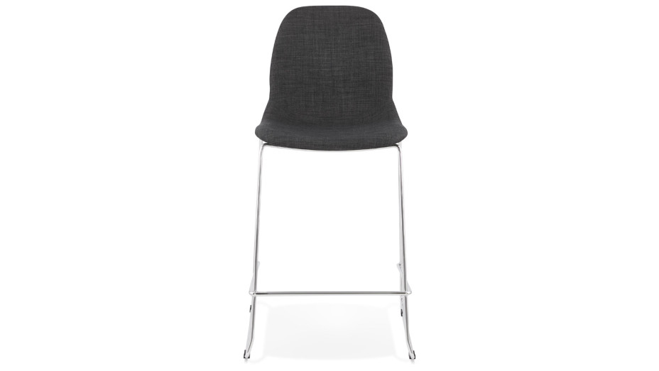 Tabouret snack Mi-hauteur tissu gris foncé pieds chromé - Tomy