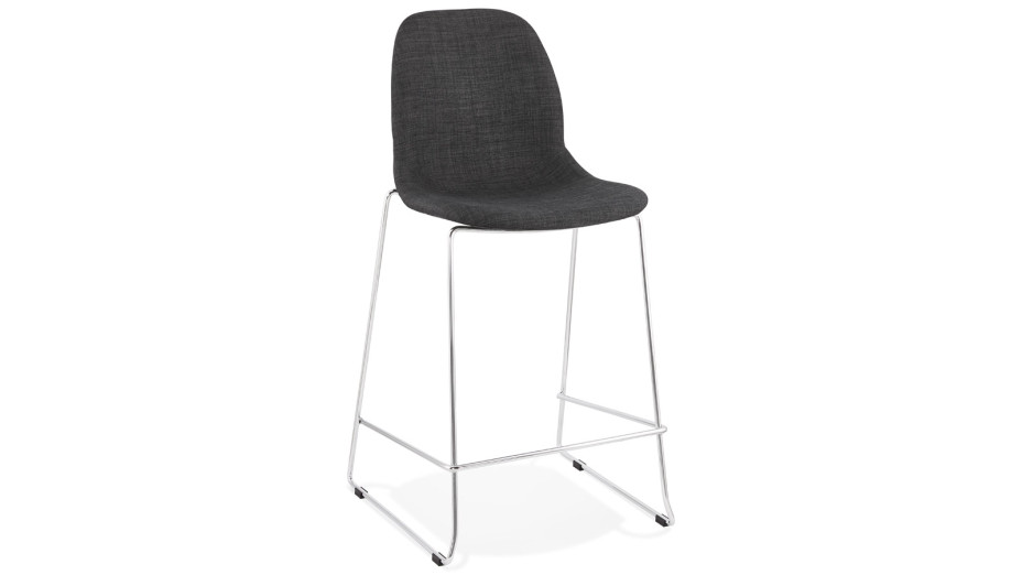 Tabouret snack Mi-hauteur tissu gris foncé pieds chromé - Tomy