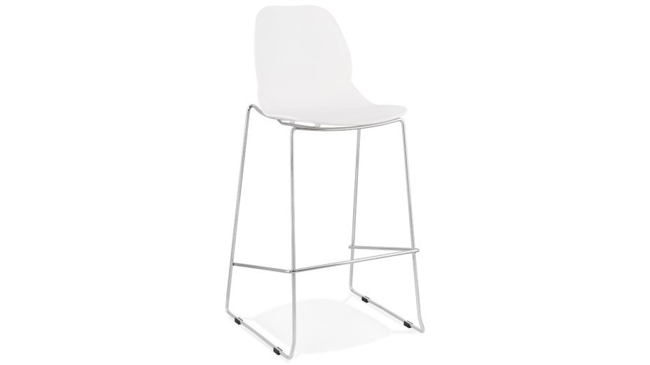 Tabouret de bar empilable blanc pieds chromé- Ruddy