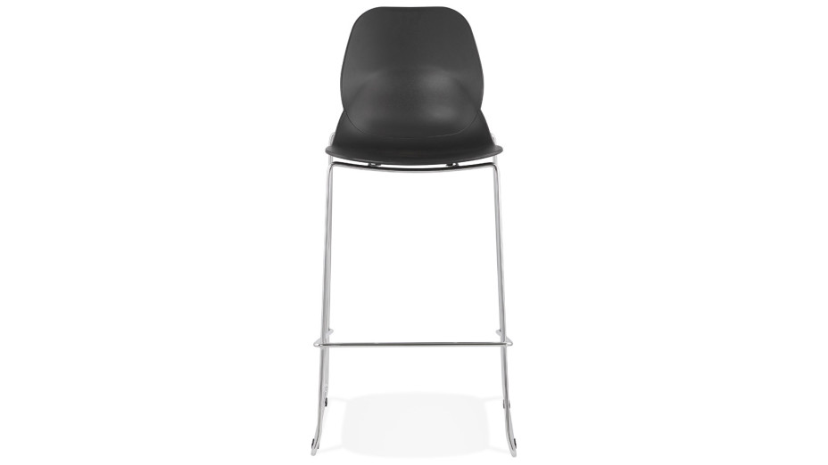 Tabouret de bar empilable noir pieds chromé- Ruddy