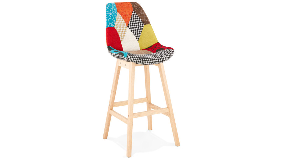 Tabouret de bar scandinave tissu patchwork - Ninon