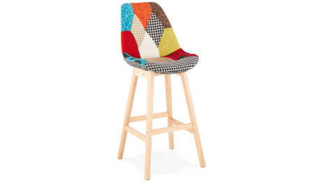 Tabouret de bar scandinave tissu patchwork - Ninon