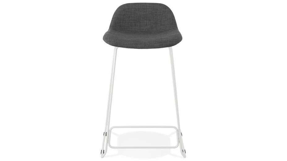 Tabouret snack Mi-hauteur tissu gris foncé pied métal blanc - Aldrin