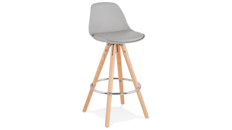 Tabouret snack Mi-hauteur gris pied bois naturel - VESTA