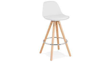 Tabouret snack Mi-hauteur blanc pied bois naturel - VESTA