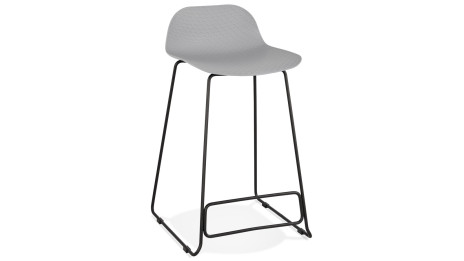 Tabouret snack Mi-hauteur gris pied métal noir - Never