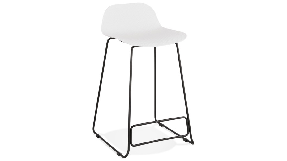 Tabouret snack Mi-hauteur Blanc pied métal noir - Never