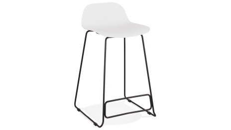 Tabouret snack Mi-hauteur Blanc pied métal noir - Never