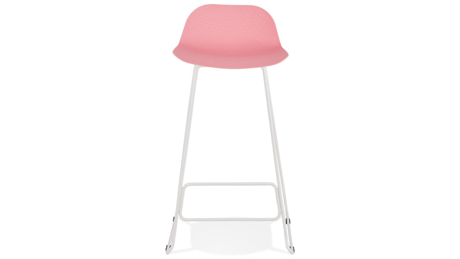 Tabouret de bar rose design pied métal blanc - Never