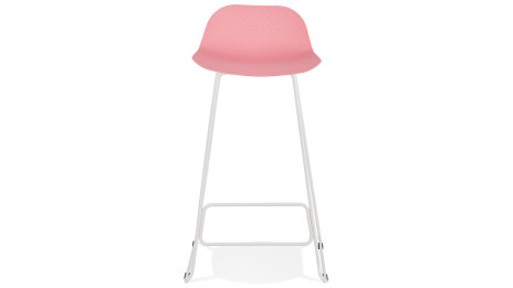 Tabouret de bar rose design pied métal blanc - Never