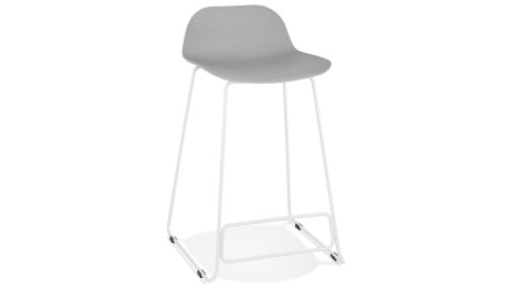 Tabouret snack Mi-hauteur gris pied métal blanc - Never