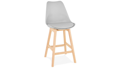 Tabouret snack Mi-hauteur gris pied bois naturel - Rima