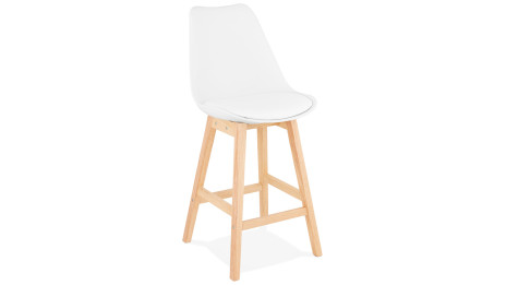 Tabouret snack Mi-hauteur  blanc pied bois naturel - Rima