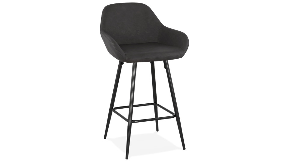 Tabouret snack Mi-hauteur similicuir gris - Even