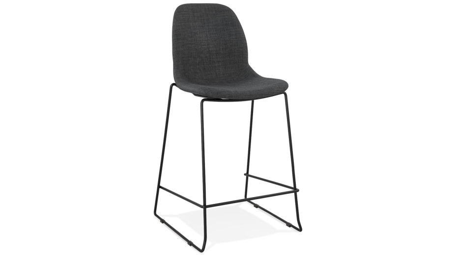 Tabouret snack Mi-hauteur en tissu Gris foncé - Ely