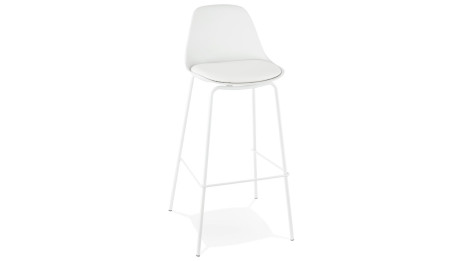 Tabouret de bar Blanc pied métal blanc - Nevy