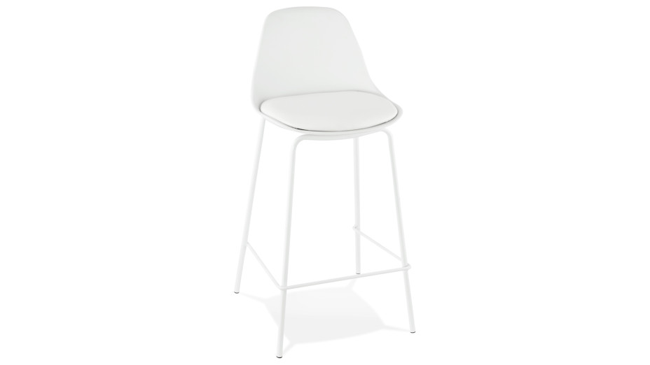 Tabouret snack Mi-hauteur Blanc pied métal blanc - Nevy
