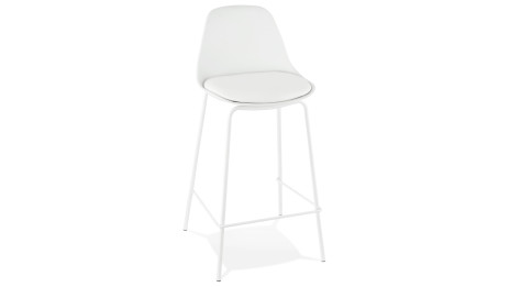 Tabouret snack Mi-hauteur Blanc pied métal blanc - Nevy