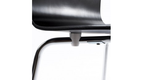Erasme - Chaise simple en bois Noir avec pieds chromés