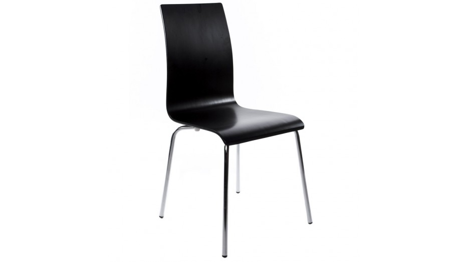 Erasme - Chaise simple en bois Noir avec pieds chromés