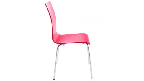 Erasme - Chaise simple en bois Rouge avec pieds chromés