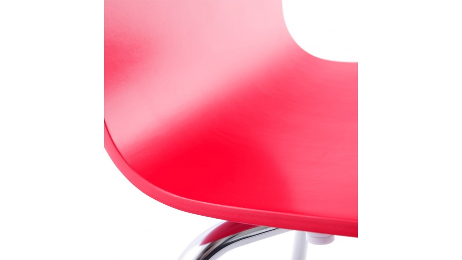 Erasme - Chaise simple en bois Rouge avec pieds chromés