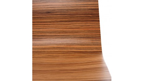 Erasme - Chaise simple en bois Zebrano avec pieds chromés