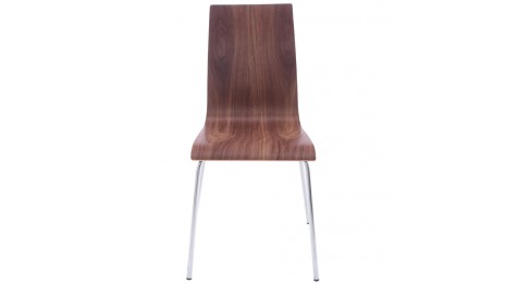 Erasme - Chaise simple en bois wengé avec pieds chromés