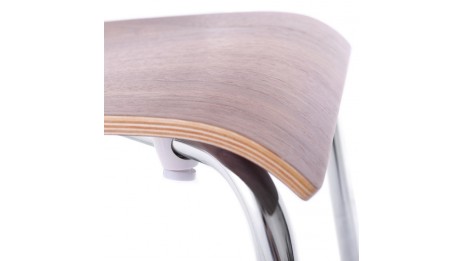 Erasme - Chaise simple en bois wengé avec pieds chromés