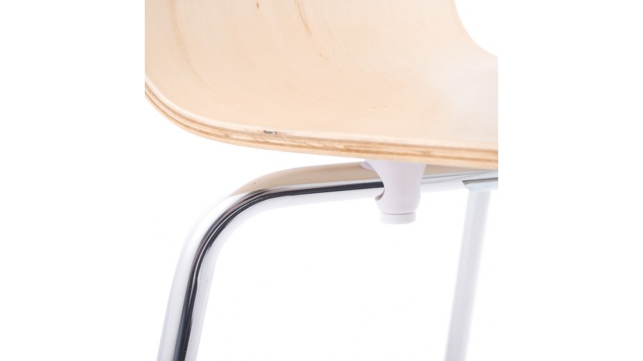 Erasme - Chaise simple en bois Naturel avec pieds chromés