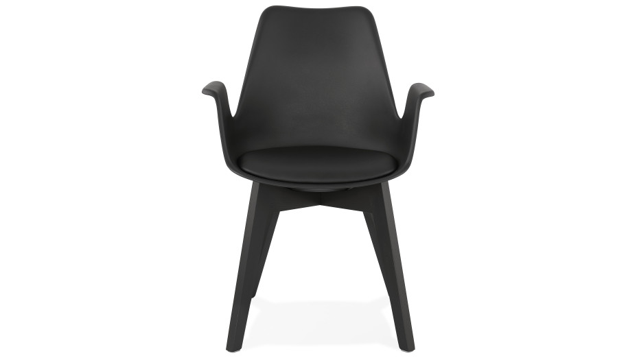 Fauteuil moderne Noir pieds noir - LEONI