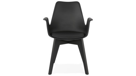 Fauteuil moderne Noir pieds noir - LEONI