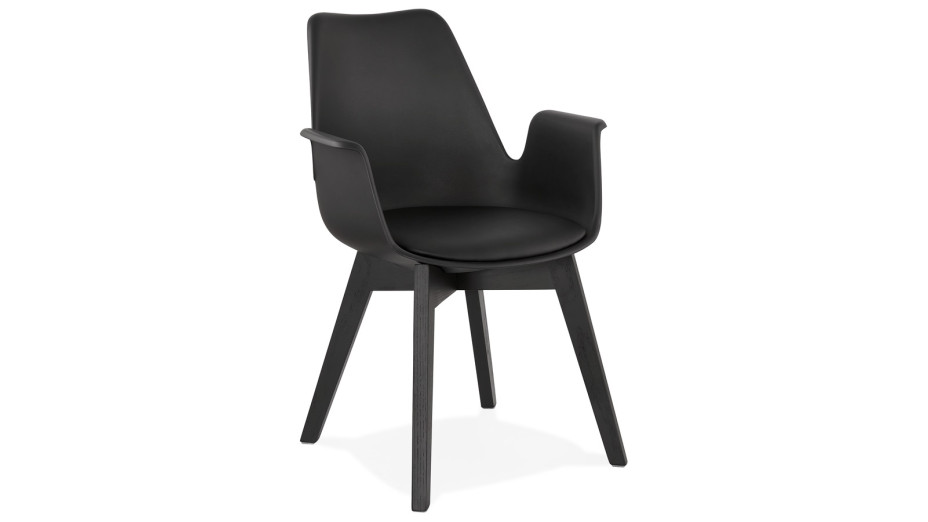 Fauteuil moderne Noir pieds noir - LEONI