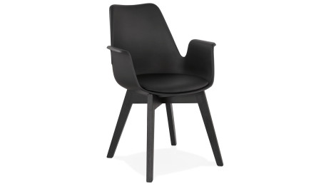 Fauteuil moderne Noir pieds noir - LEONI