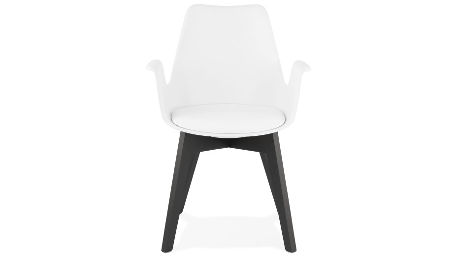 Fauteuil moderne Blanc pieds noir - LEONI