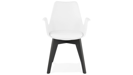 Fauteuil moderne Blanc pieds noir - LEONI