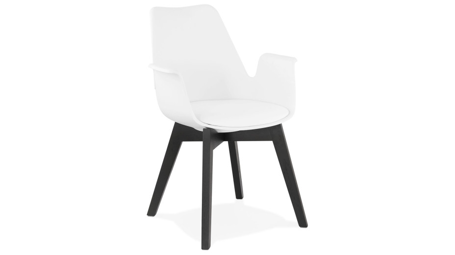 Fauteuil moderne Blanc pieds noir - LEONI