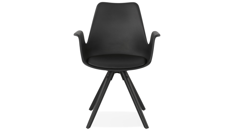 Fauteuil moderne Noir pieds noir - LEON
