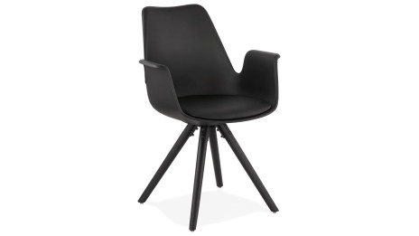 Fauteuil moderne Noir pieds noir - LEON