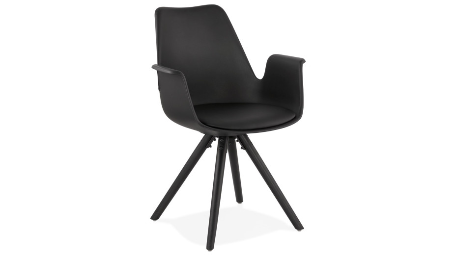 Fauteuil moderne Noir pieds noir - LEON